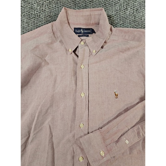 Ralph Lauren Knit Button‎ Up Shirt Mens 16 33 Large Flesh Pony Collared Jamaica - Picture 1 of 8